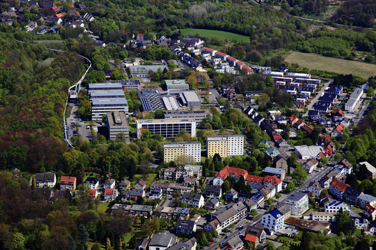 The South Campus with the H-Bahn net from above.